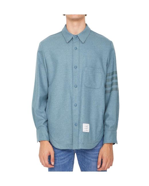 Thom Browne Blue 4-Bar Shirt Jacket for men