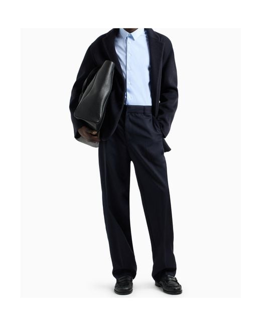 Emporio Armani Blue Tapered-Leg Tailored Trousers for men