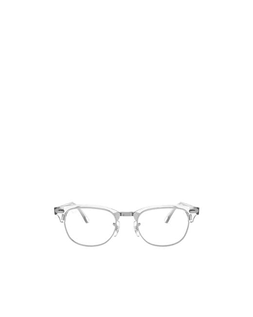 Ray-Ban White Clubmaster Browline Frame Glasses for men