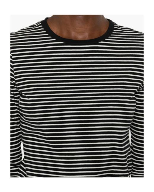 Nili Lotan Black Long Sleeved Striped Crewneck T-Shirt