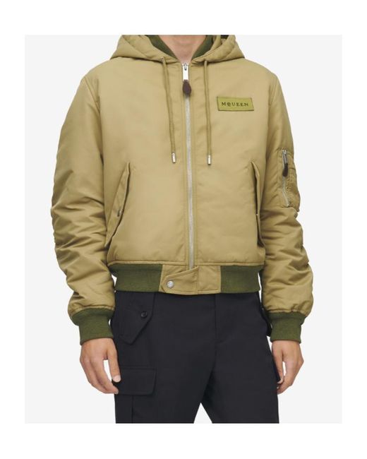 McQueen Green Logo Appliqué Bomber Jacket for men