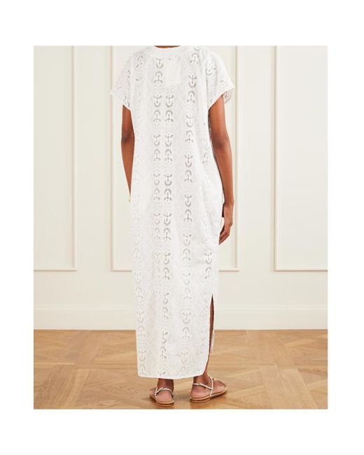 TOVE White Yuna Embroidered Cotton-Blend Midi Dress