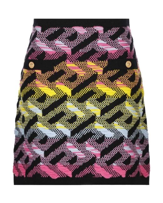 Versace Purple Greca-Knit Mini Skirt