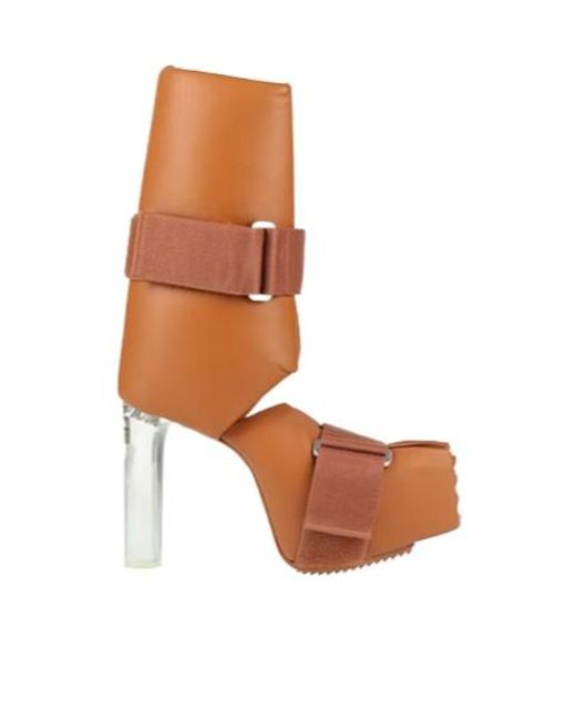 Rick Owens Brown Simple Leather Platform Boots