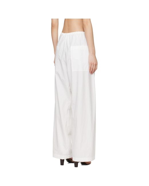 Studio Nicholson White Drawstring Casual Pants