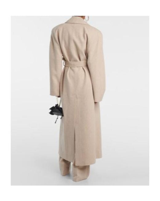 Magda Butrym Natural Double-Breasted Cashmere Coat