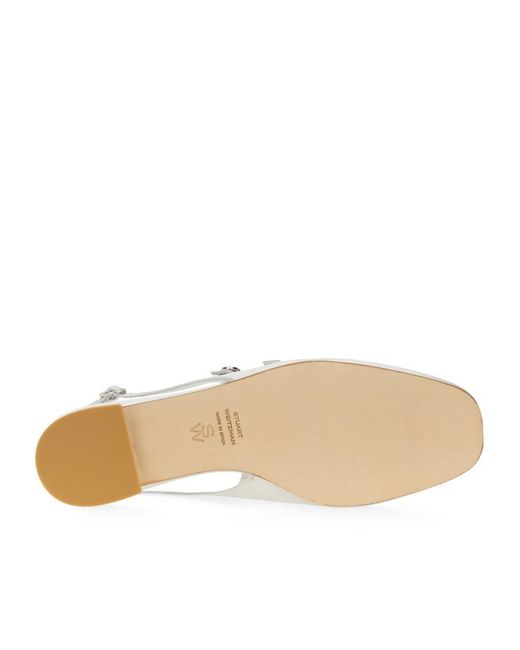 Stuart Weitzman White Benni Mary Jane Slingback Flat Shoes