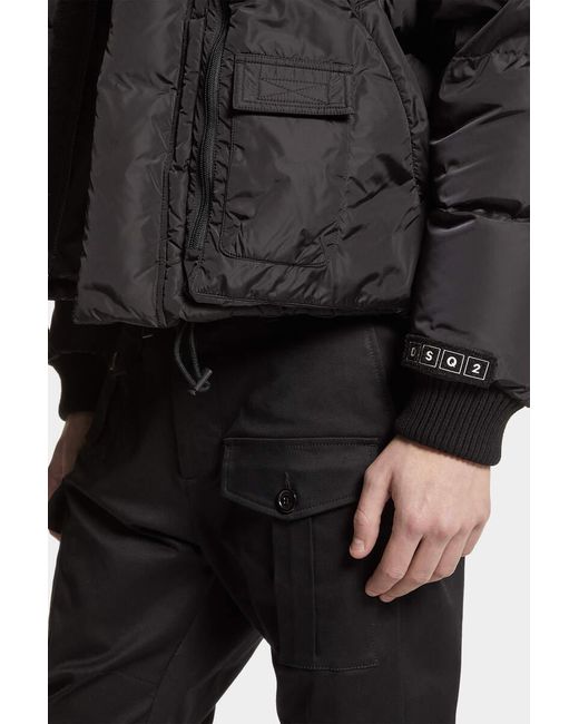 DSquared² Black High-Neck Quilted Puffer Jacket for men
