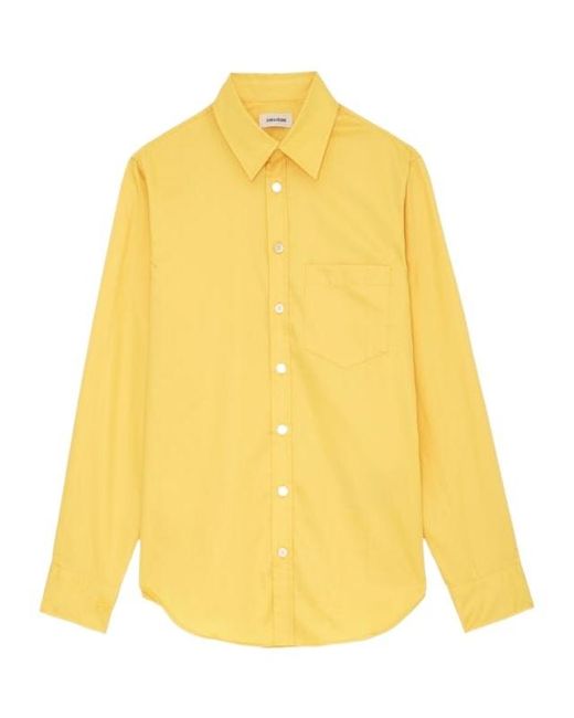 Zadig & Voltaire Yellow Taskiz Slogan-Embroidered Cotton Shirt