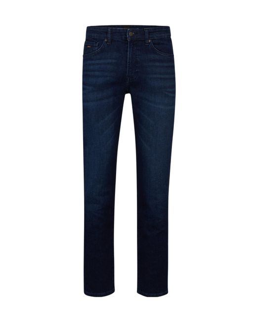 Boss Blue Mid-Rise Straight-Leg Jeans for men