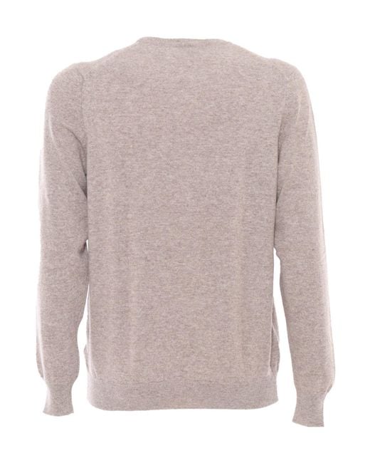 Fedeli Brown Long Sleeved Crewneck Jumper for men
