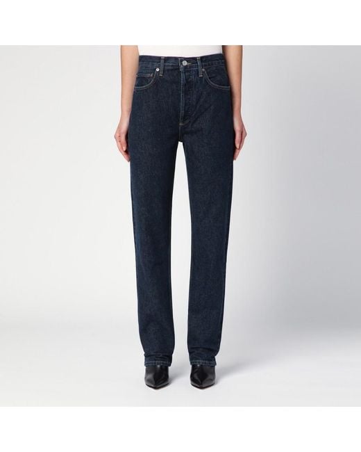Agolde Blue Mid-Rise Straight Leg Jeans