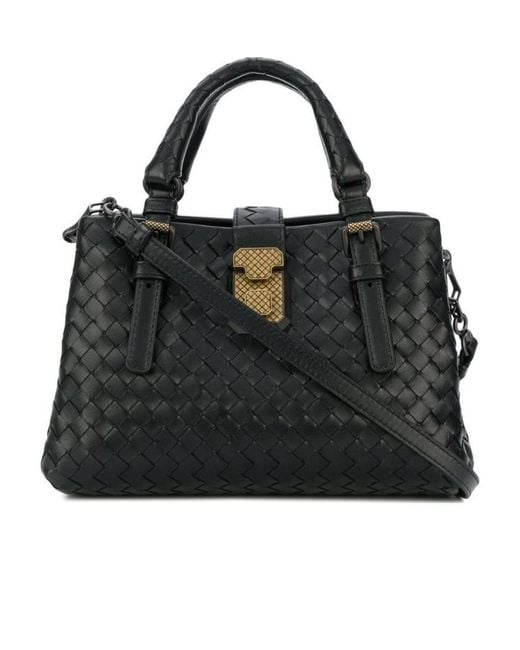 Bottega Veneta Black Nero Intrecciato Calf Mini Roma Bag