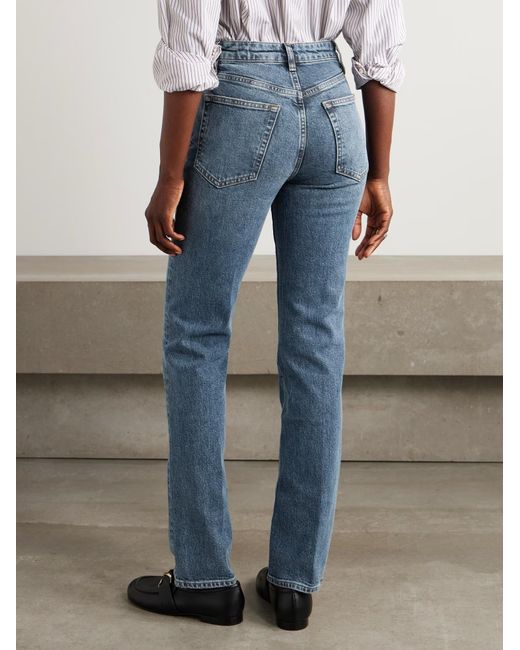 FRAME Blue The Ruler High-Rise Slim-Leg Jeans