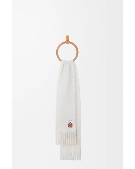 Loewe White Fringed Scarf