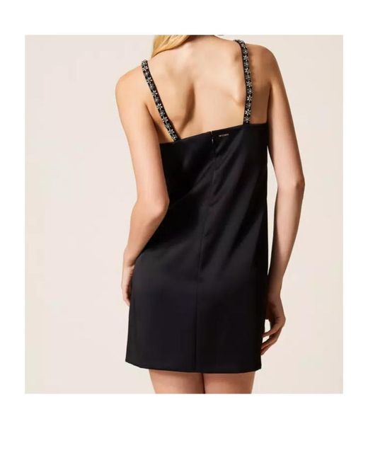 Twinset Black Duchesse Embellished Short Dress
