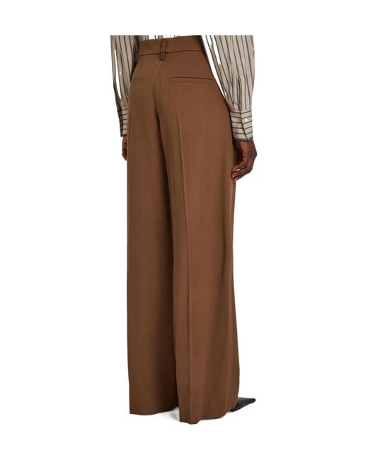 Brunello Cucinelli Brown Tailored Wide-Leg Wool-Blend Trousers