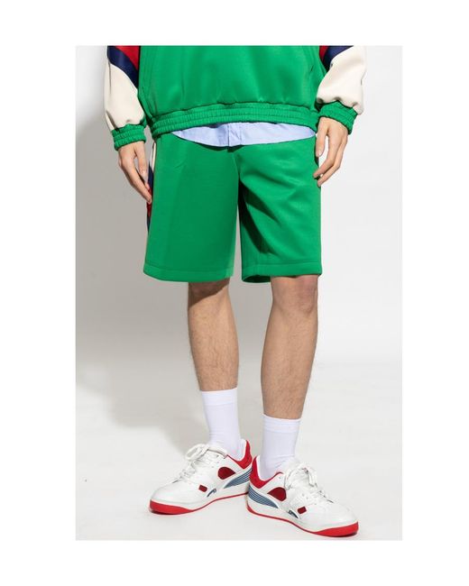 Gucci Green Side Stripe-Detail Shorts for men