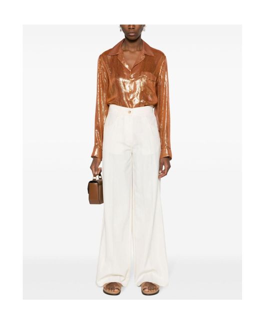 Forte_forte White Blended Back Bag Casual Pants