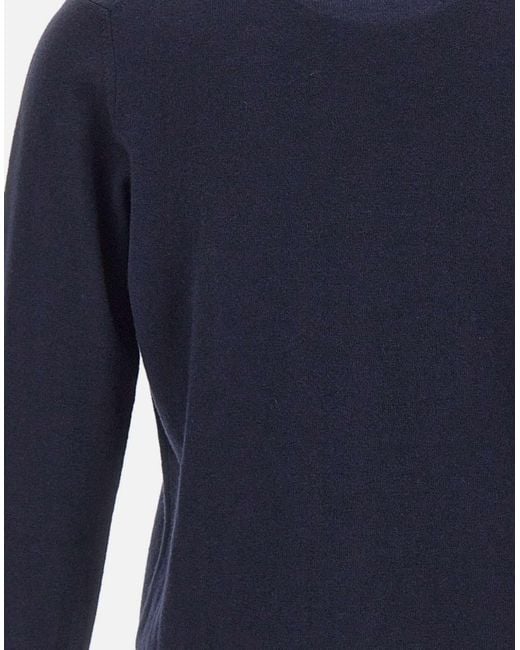 Kangra Cashmere Blue Kangra Ribbed Crew Neck Knitted Sweater for men