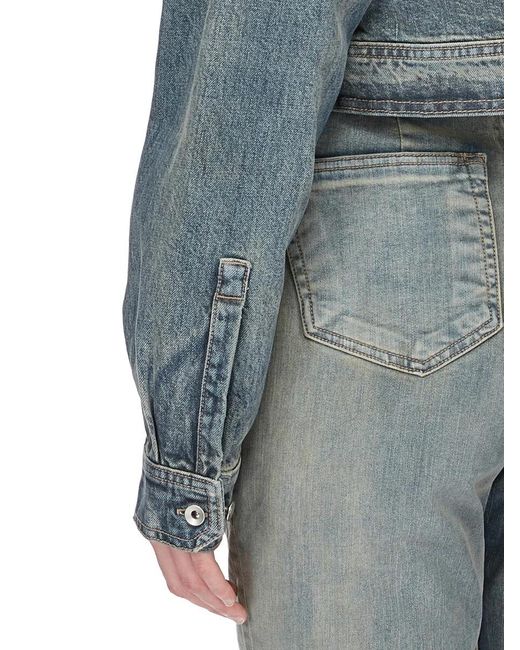 Rick Owens Blue Collared Long-Sleeved Casual Jacket