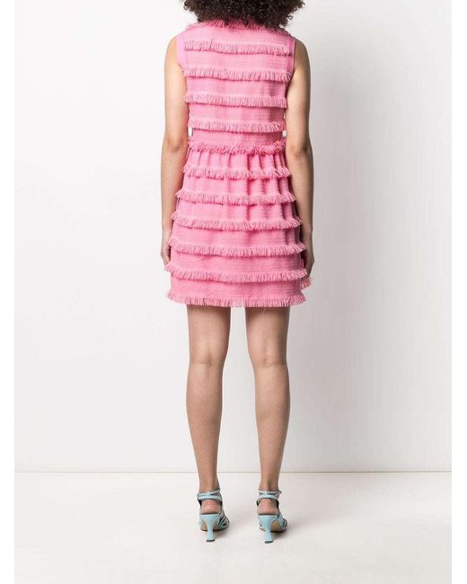 Moschino Pink Laminated Sleeveless Medium Length Dress