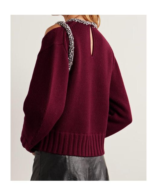 Jonathan Simkhai Red Monroe Embellished Sweater