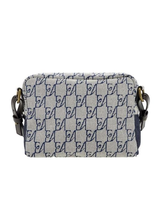 Emporio Armani Blue Monogram Flap Shoulder Bag for men