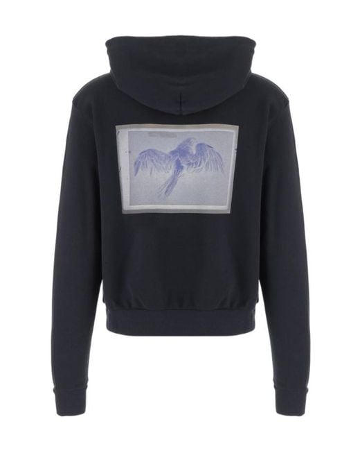 Maison Margiela Blue Hooded Sweatshirt With Central Pocket for men
