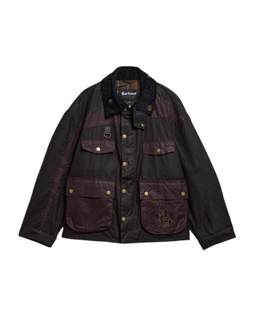 Barbour Black X Feng Chen Wang Porter Waxed Jacket for men