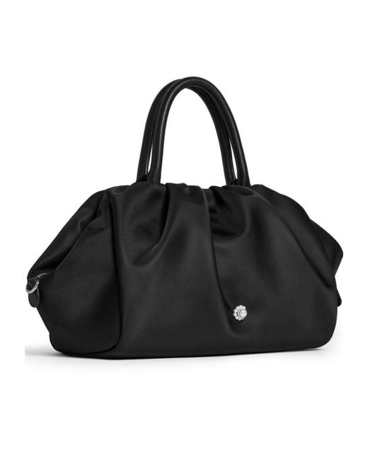 Simone Rocha Black Leather-Trimmed Embellished Shell Tote