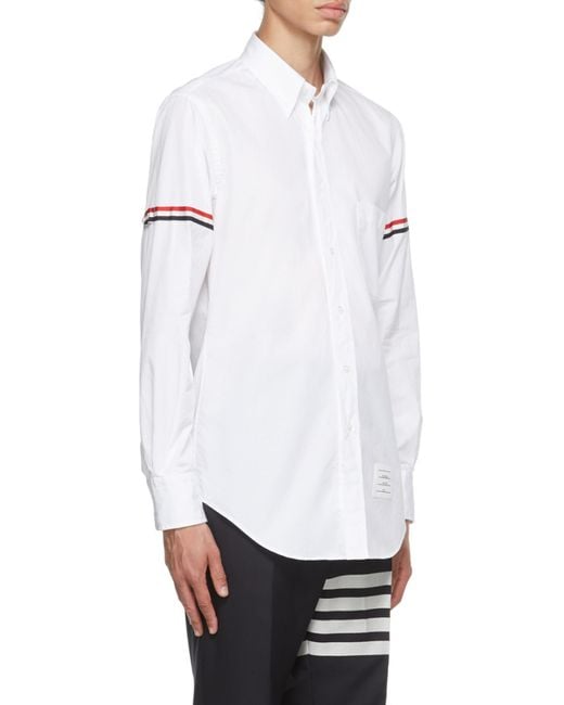 Thom Browne White Rwb Striped Long-Sleeved Shirt for men