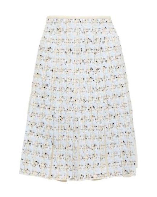 Giambattista Valli White High-Rise Tweed Miniskirt