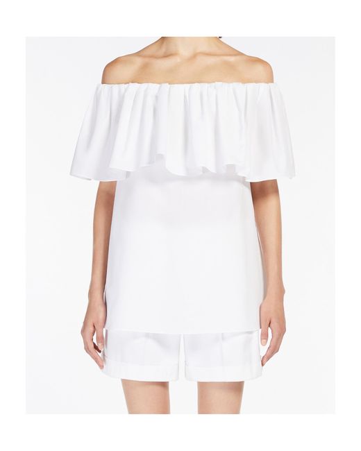 Max Mara White Studio Peccati Ruffled Off-Shoulder Top