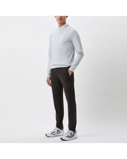 EA7 Gray Logo Round-Necked Sweater for men
