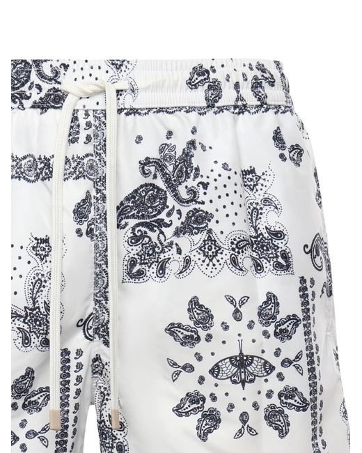 Eleventy Gray Paisley Print Swim Shorts for men