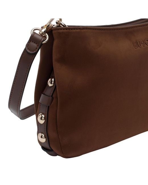 Liu Jo Brown Logo Logo-Embossed Zipped Shoulder Bag