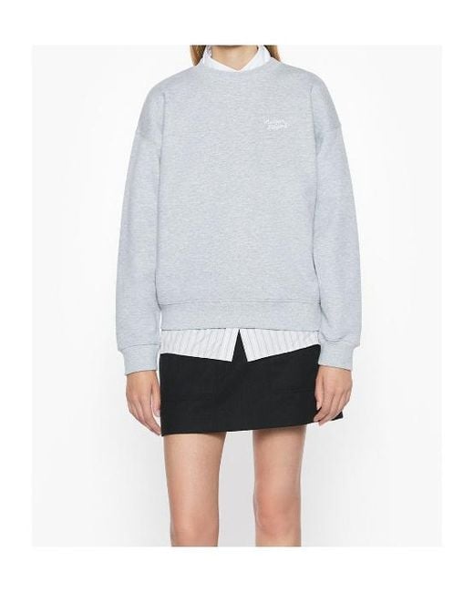 Maison Kitsuné Gray Maison Kitsuné Logo Embroidered Crewneck Sweatshirt