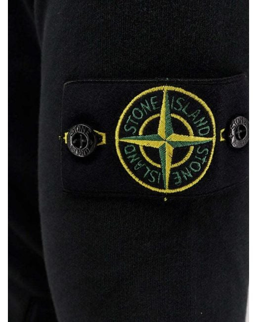 Stone Island Blue Logo Patch Drawstring Hoodie for men