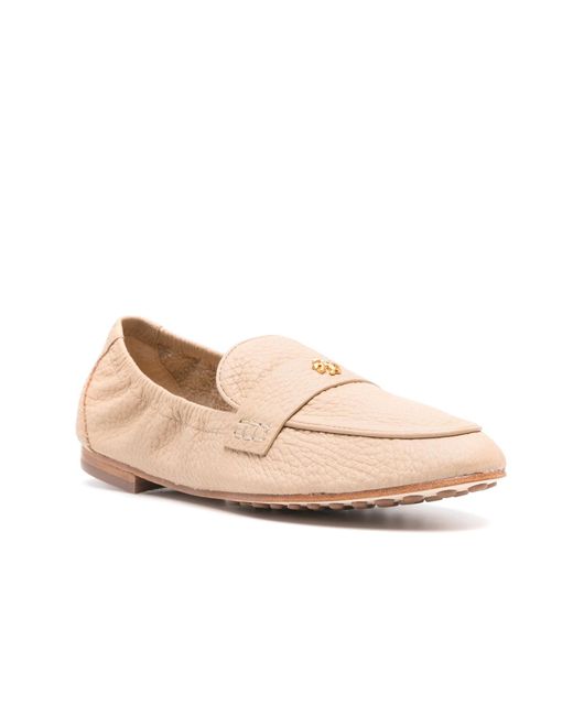 Tory Burch Natural Double T Leather Loafers