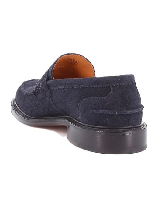 Tricker's Blue Round-Toe Loafers for men