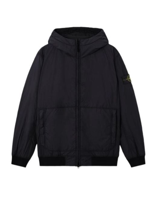 Stone Island Blue Logo Patch Hooded Jacket for men