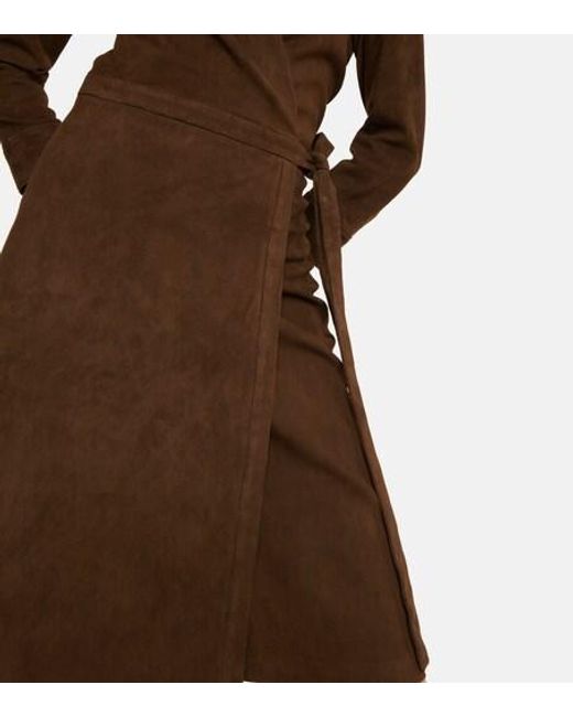Stouls Brown Ross Suede Wrap Midi Dress