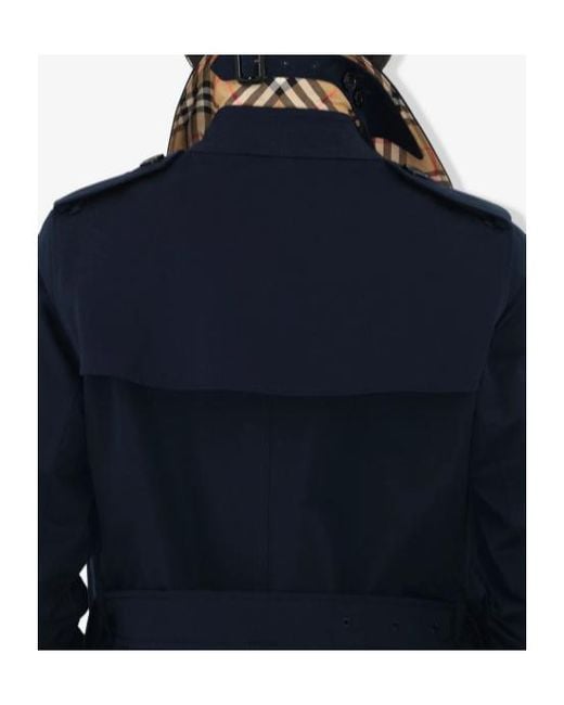 Burberry Blue Mid-Length Kensington Heritage Trench Coat
