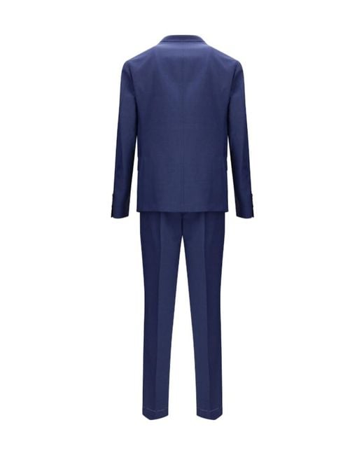 Brunello Cucinelli Blue Single-Breasted Suit for men