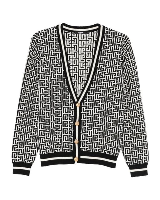 Balmain Black Patterned Button Cardigan