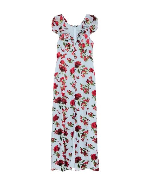 Alice + Olivia White X Stacey Bendet Tara Floral-Print Ruffled Midi Dress