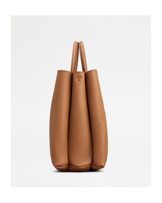 Tod's Brown T Timeless Logo Plaque Medium Tote Bag