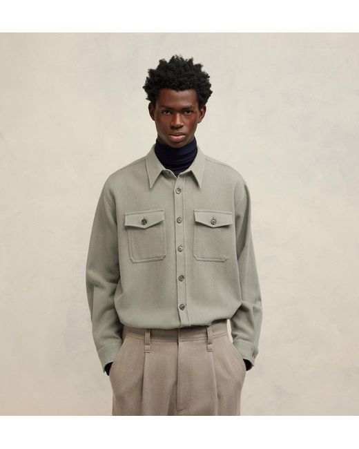 AMI Gray Long Sleeved Buttoned Shirt for men