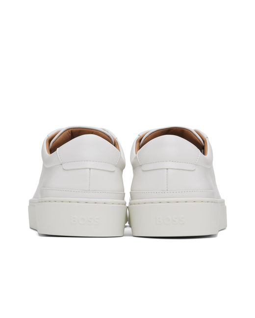 Boss White Lace-Up Low-Cut Casual Shoes for men